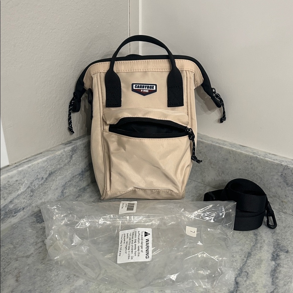 Carrybox Beige Canvas Belt Bag with Black Trim